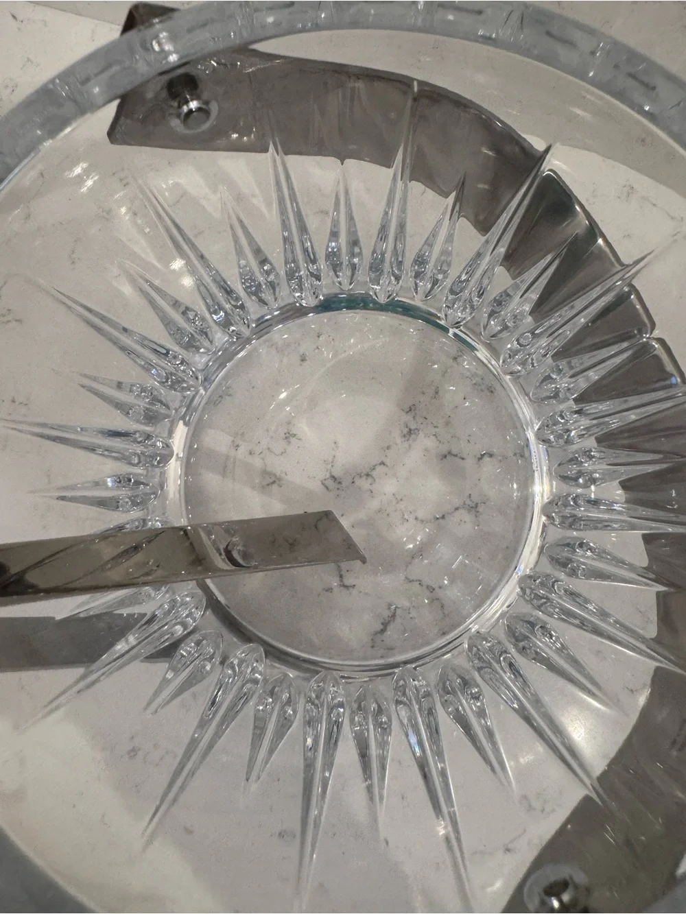 Clear Glass Ice Bucket with Stainless Steel Handle
